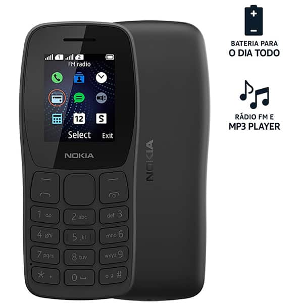 Telefone celular NK093, Dual Chip, tela de 1,8" polegadas, Preto, Nokia - CX 1 UN