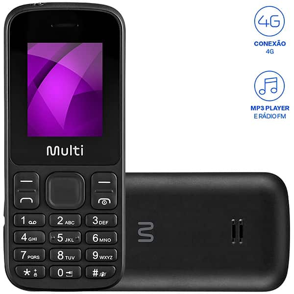 Telefone celular Up, Dual Chip 4g, tela de 1,7" polegadas, Preto, P9139, Multi - CX 1 UN