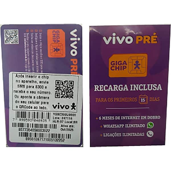 Cartoes GSM Triplo Chip, Vivo, Turbo, 10,00R$, Pré pago,2440, Vivo - BT 1 UN