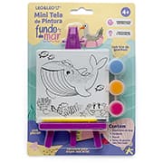 Mini tela de pintura com cavalete, Fundo do Mar, Sortido, 10364, Leonora - BT 1 UN