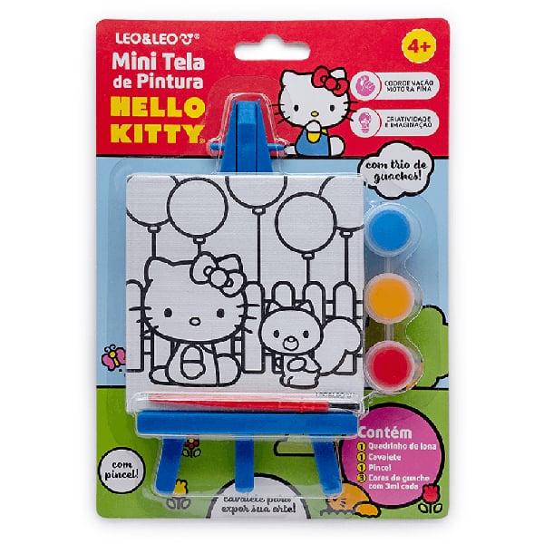 Mini tela de pintura com cavalete, Hello Kitty, Sortido, 10363, Leonora - BT 1 UN