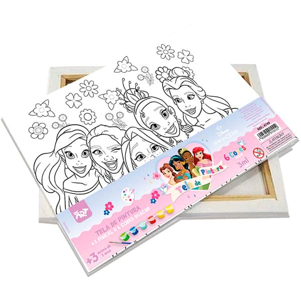 Kit de pintura Princesas, 22cm x 16cm, com pincel e 6 tintas, DAC - PT 1 UN Kit de pintura Princesas, 22cm x 16cm, com pincel e 6 tintas, DAC - PT 1 UN