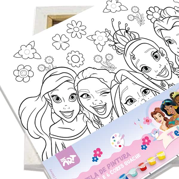 Kit de pintura Princesas, 22cm x 16cm, com pincel e 6 tintas, DAC - PT 1 UN Kit de pintura Princesas, 22cm x 16cm, com pincel e 6 tintas, DAC - PT 1 UN