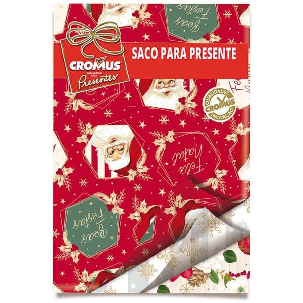 Saco para presente metalizado, 20x92cm, Natal, sortido, 99003138, Cromus - PT 50 UN