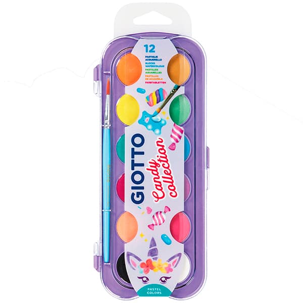 Aquarela 12 cores em pastilha + pincel Candy F351600 Giotto CX 1 UN