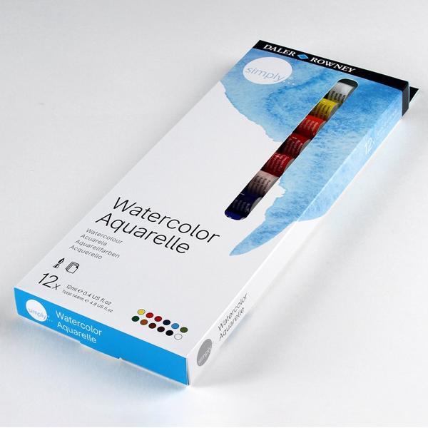 Tinta Aquarela Simply, 12ml, com 12 cores, 134500100, Daler Rowney - CX 1 UN