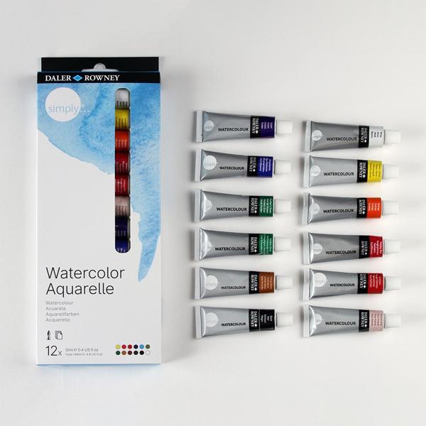 Tinta Aquarela Simply, 12ml, com 12 cores, 134500100, Daler Rowney - CX 1 UN