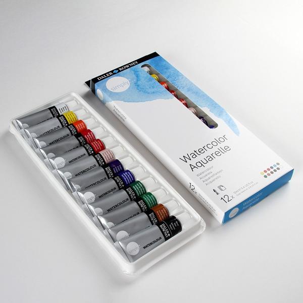 Tinta Aquarela Simply, 12ml, com 12 cores, 134500100, Daler Rowney - CX 1 UN