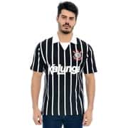 Camisa Corinthians Retrô 1990 Kalunga, Polo Listrada, Fio Tinto, Tamanho P, 30414, Corinthians - PT 1 UN Camisa Corinthians Retrô 1990 Kalunga, Polo Listrada, Fio Tinto, Tamanho P, 30414, Corinthians - PT 1 UN
