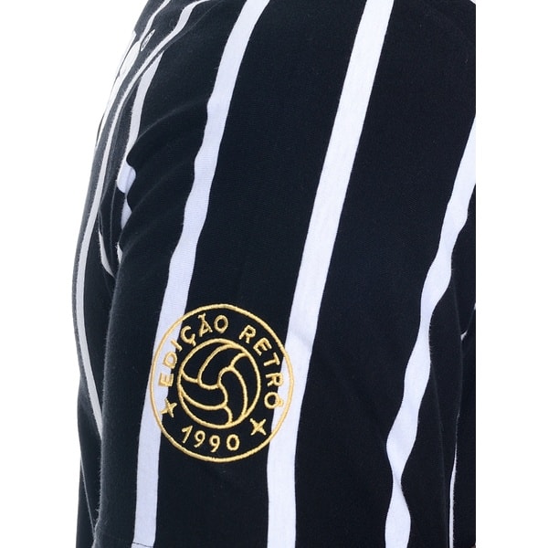 Camisa Corinthians Retrô 1990 Kalunga, Polo Listrada, Fio Tinto, Tamanho P, 30414, Corinthians - PT 1 UN Camisa Corinthians Retrô 1990 Kalunga, Polo Listrada, Fio Tinto, Tamanho P, 30414, Corinthians - PT 1 UN