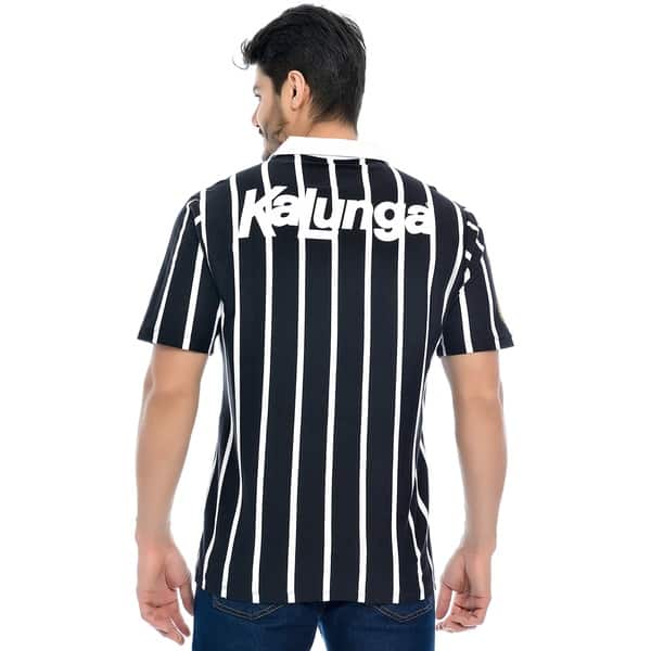 Camisa Corinthians Retrô 1990 Kalunga, Polo Listrada, Fio Tinto, Tamanho G, 30414, Corinthians - PT 1 UN