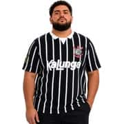 Camisa Corinthians Retrô 1990 Kalunga, Polo Listrada, Fio Tinto, Tamanho Plus Size G1, 32612, Corinthians - PT 1 UN