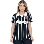 Camisa Corinthians Feminina Retrô 1990 Kalunga, Polo Listrada, Fio Tinto, Tamanho GG, 31500, Corinthians - PT 1 UN Camisa Corinthians Feminina Retrô 1990 Kalunga, Polo Listrada, Fio Tinto, Tamanho GG, 31500, Corinthians - PT 1 UN