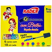 Tinta guache em pincel 6 cores brilho 18ml 7033 Radex CX 6 UN