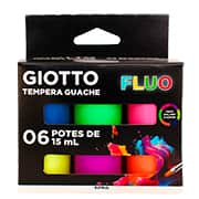 Tinta guache fluorescente, 6 Cores, 15ml, 020000, Giotto - CX 1 UN