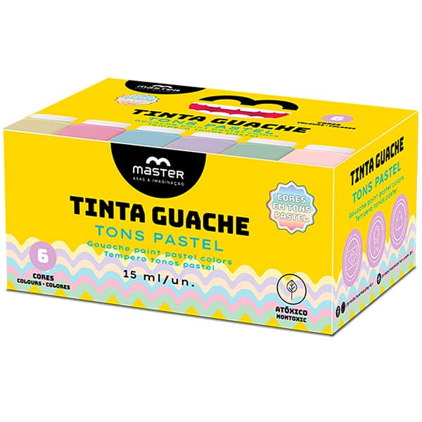 Tinta Guache, 15ml, 6 Cores Pastel, Master - CX 1 UN Tinta Guache, 15ml, 6 Cores Pastel, Master - CX 1 UN