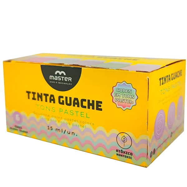 Tinta Guache, 15ml, 6 Cores Pastel, Master - CX 1 UN Tinta Guache, 15ml, 6 Cores Pastel, Master - CX 1 UN