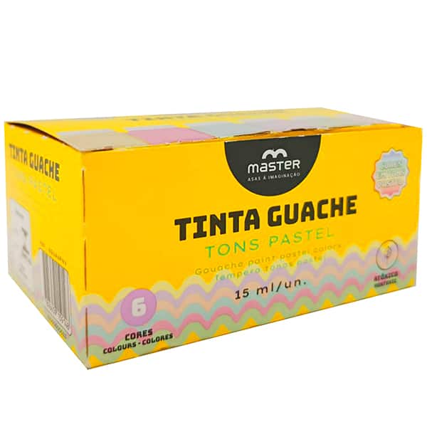 Tinta Guache, 15ml, 6 Cores Pastel, Master - CX 1 UN Tinta Guache, 15ml, 6 Cores Pastel, Master - CX 1 UN