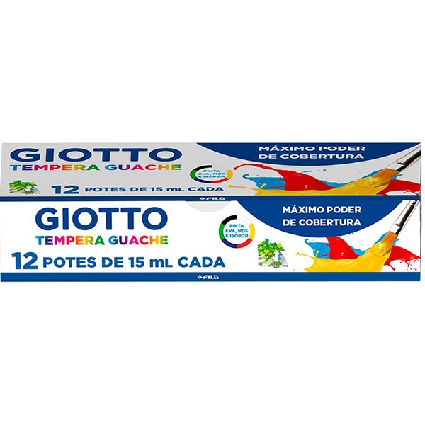 Tinta guache com 12 cores, 15ml, 017-000, Giotto - CX 1 UN