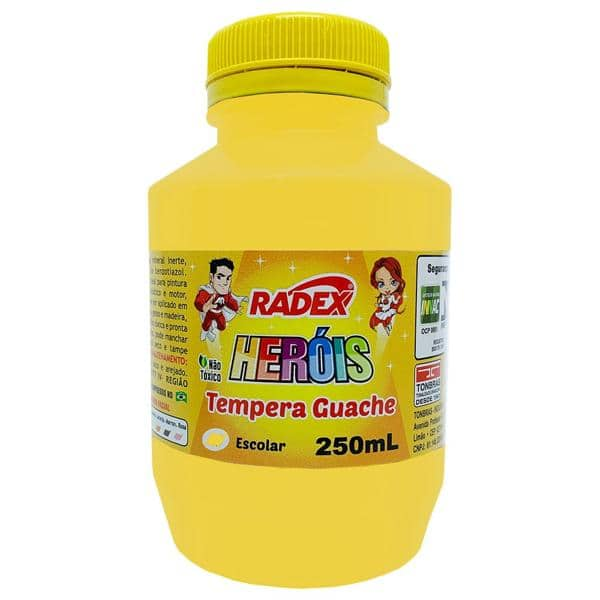 Tinta Guache, Amarelo 250ml, 2566, Radex - PO 1 UN