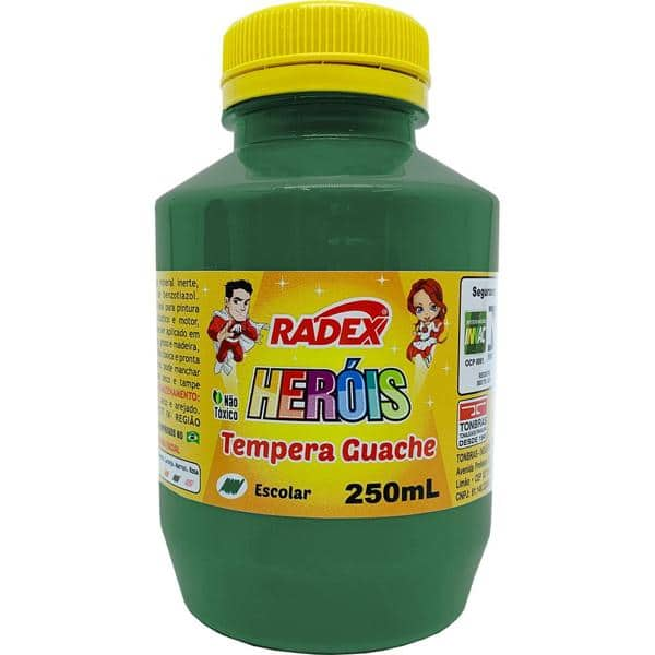 Tinta Guache, Verde 250ml, 2573, Radex - PO 1 UN