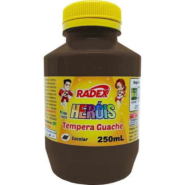 Tinta Guache, Marrom 250ml, 2570, Radex - PO 1 UN