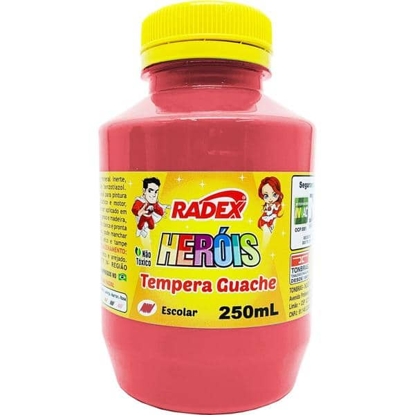 Tinta Guache, Vermelho 250ml, 2574, Radex - PO 1 UN