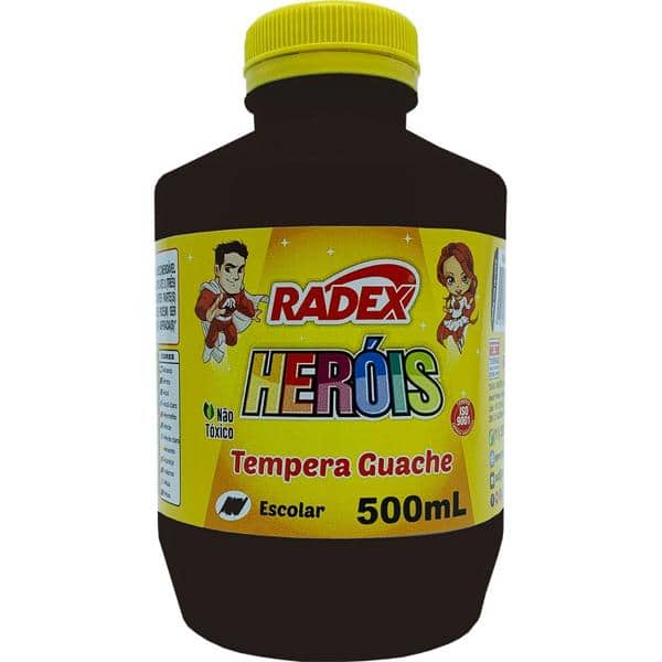 Tinta Guache, Preto 500ml, 2901, Radex - PO 1 UN