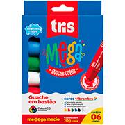 Tinta guache em bastão 6 cores mega 911124 Tris BT 1 UN