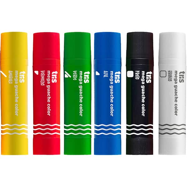Tinta guache em bastão 6 cores mega 911124 Tris BT 1 UN Tinta guache em bastão 6 cores mega 911124 Tris BT 1 UN