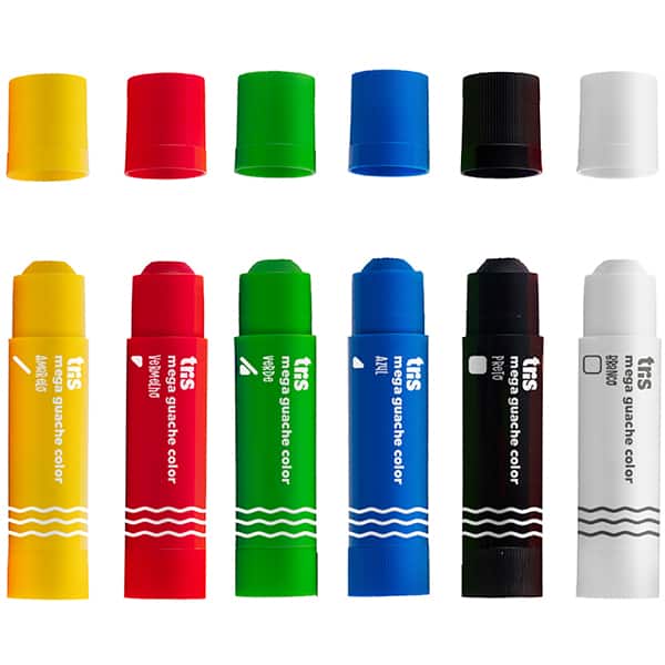 Tinta guache em bastão 6 cores mega 911124 Tris BT 1 UN Tinta guache em bastão 6 cores mega 911124 Tris BT 1 UN