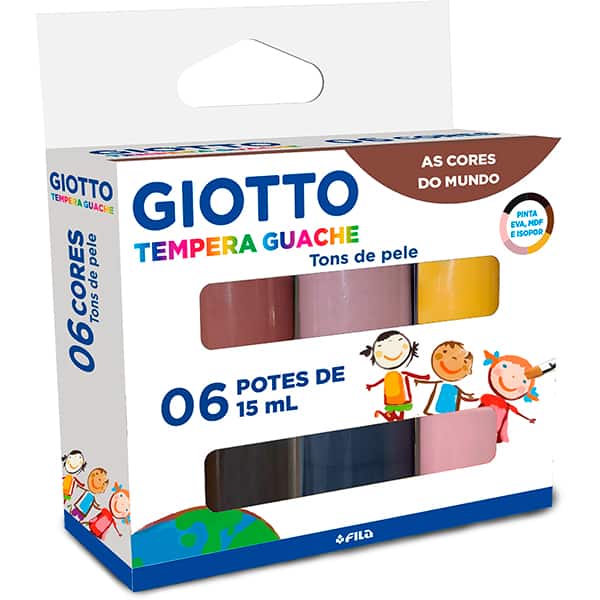 Tinta guache 15ml c/6 cores tons de pele 018000 Giotto CX 1 UN Tinta guache 15ml c/6 cores tons de pele 018000 Giotto CX 1 UN