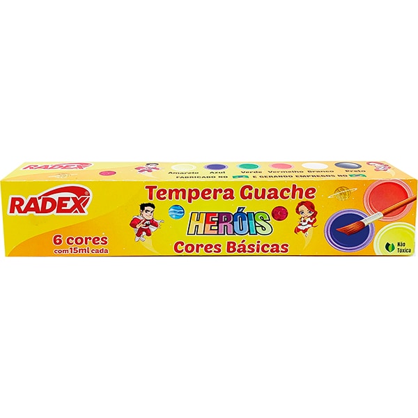 Tinta guache 15 ml com 06 cores 2564 Radex CX 1 UN