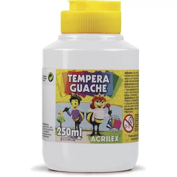 Tinta guache 250 ml branco 519 Acrilex PO 1 UN