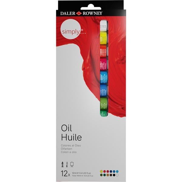 Tinta a óleo Simply, 12 cores, 12ml, 118500100, Daler Rowney - CX 1 UN