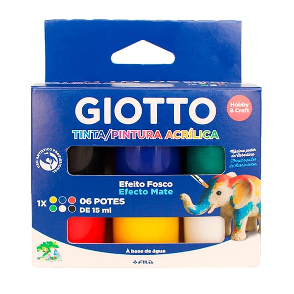 Tinta acrílica fosca 6 cores, 15ml, B230006, Giotto - CX 1 UN