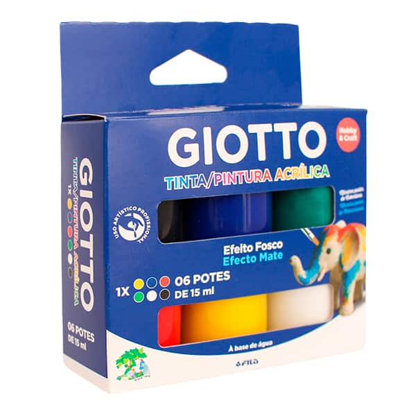 Tinta acrílica fosca 6 cores, 15ml, B230006, Giotto - CX 1 UN
