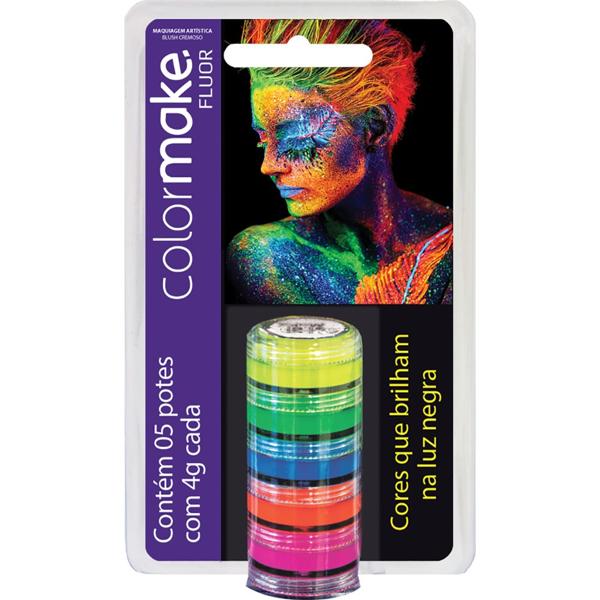 Tinta facial cremosa com 5 cores fluorescente, Colormake - BT 1 KT