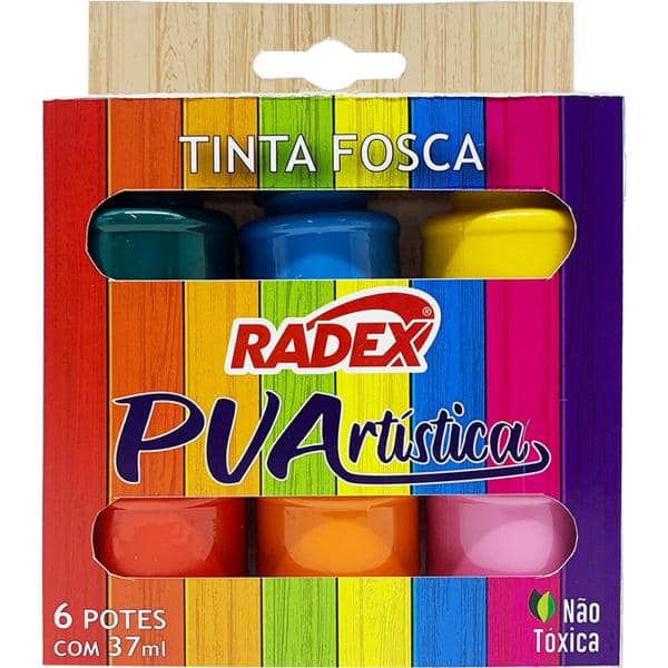 Tinta PVA para artesanato, Cores sortidas, 9885, Radex - CX 6 UN