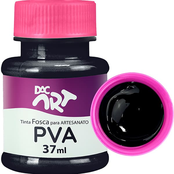 Tinta PVA para Artesanato, Fosca, 37ml, Preta, 26001-2, DAC - 1 UN