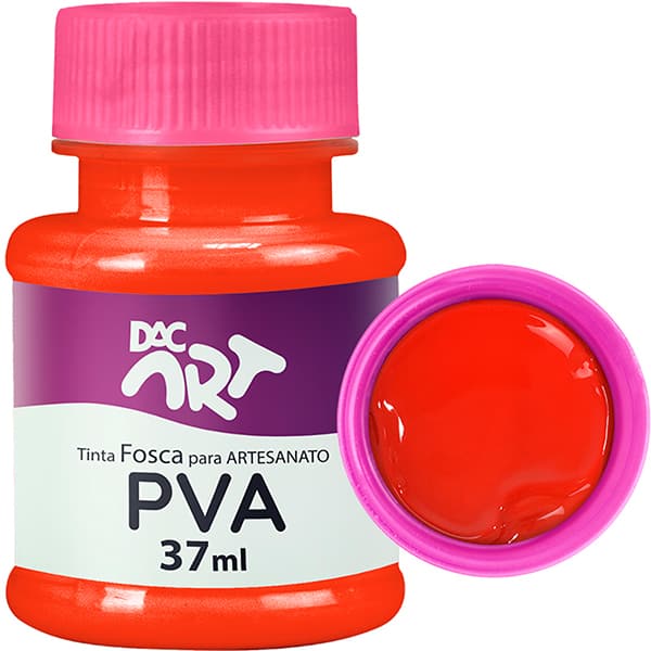 Tinta PVA para Artesanato, Fosca, 37ml, Vermelho Vivo, 26001-8, DAC - 1 UN