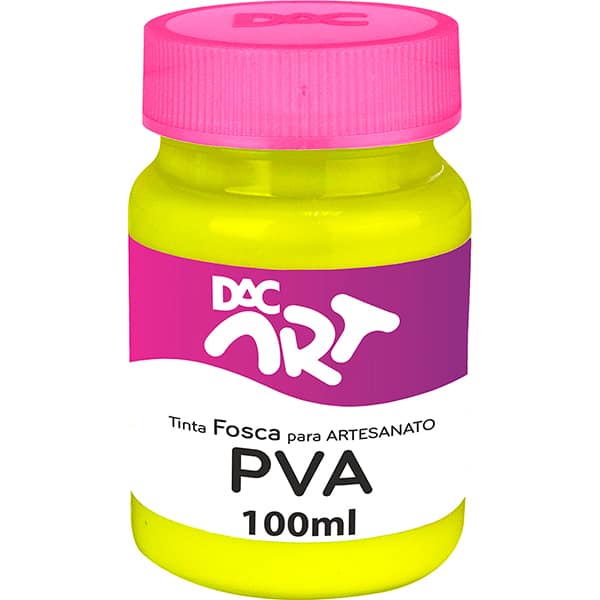 Tinta PVA para Artesanato, Fosca, 100ml, Amarelo Limão, 26002-14, DAC - 1 UN