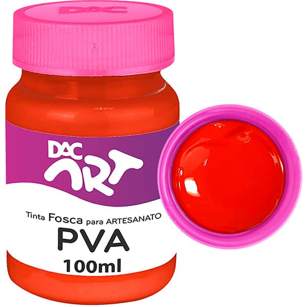 Tinta PVA para artesanato, Fosca, 100ml, Vermelho fogo, 26002-18, DAC - 1 UN