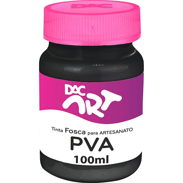 Tinta PVA para Artesanato, Fosca, 100ml, Preta, 26002-2, DAC - 1 UN