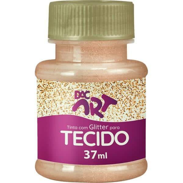 Tinta para tecido Glitter, Ouro, 37ml, 24001-43, DAC - PT 1 UN