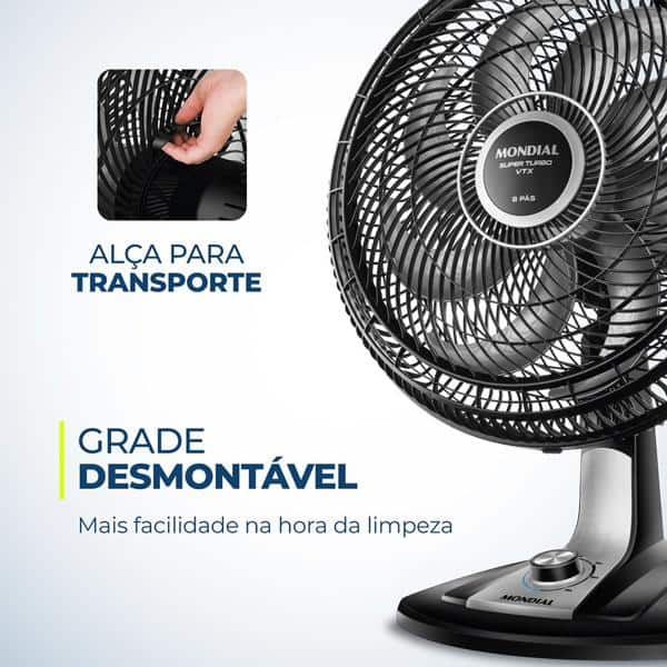 Ventilador oscilante de mesa, 40cm, 110v, 8 Pás, VTX40-8P, Mondial - CX 1 UN