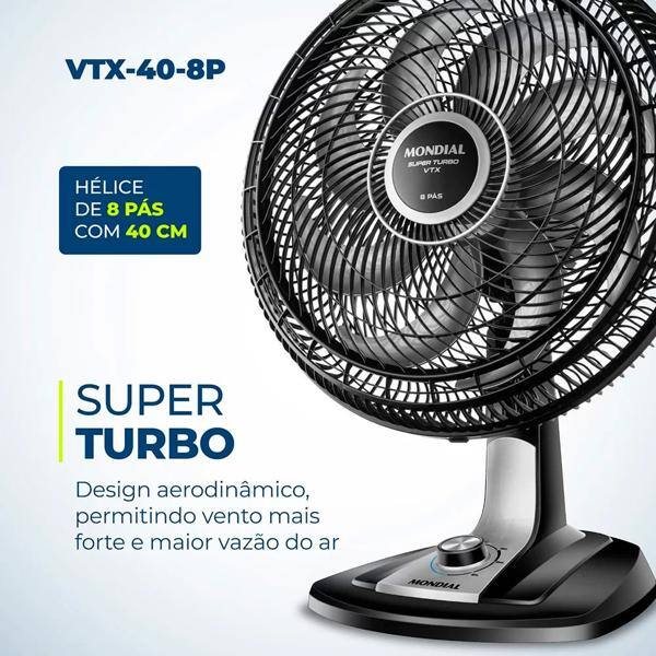 Ventilador oscilante de mesa 40cm 220v 8 Pás VTX40-8P Mondial CX 1 UN