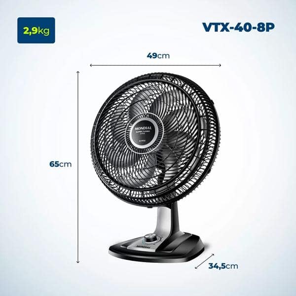 Ventilador oscilante de mesa 40cm 220v 8 Pás VTX40-8P Mondial CX 1 UN
