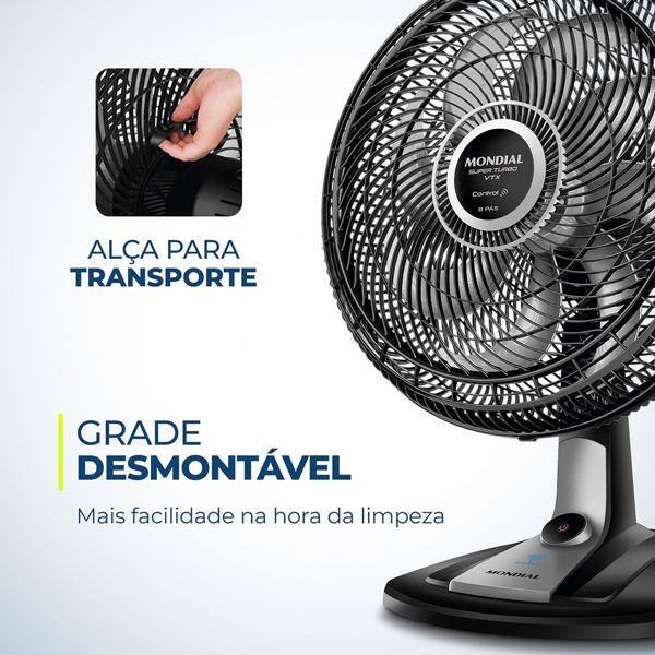 Ventilador oscilante de mesa, 40cm, 110v, 8 Pás, VTX40-8PCR, Mondial - CX 1 UN