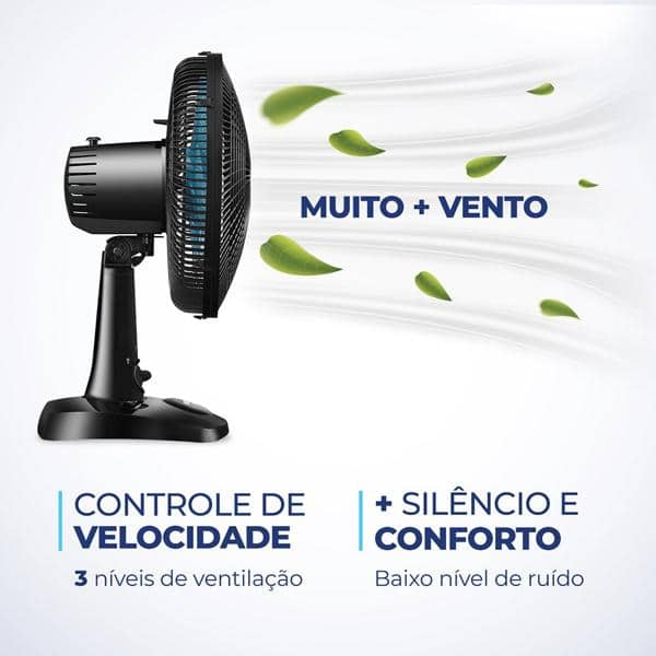 Ventilador de mesa, 6 pás, 30cm, 60w, 127v, Preto, VSP-30-AP, Mondial - CX 1 UN